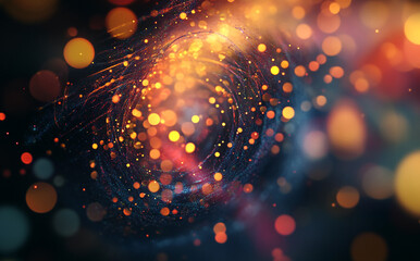 Poster - Abstract swirling lights create a captivating visual effect at night in a vibrant color palette
