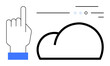© robu_s - Hand gesture pointing to a cloud icon with data elements and lines indicating information flow. Ideal for cloud computing, technology, data storage, user interface, digital interaction, internet