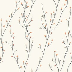 Sticker - Delicate Floral Pattern Wallpaper Design