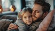© Viktoriia - A father holds his little daughter close, wrapping her in a warm embrace filled with love and care.