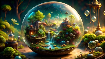 Wall Mural - magic crystal ball and tree
