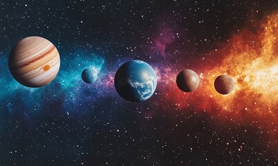 Wall Mural - a stunning view of the planets and stars in the vastness of space