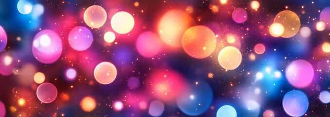 Poster - Colorful bokeh lights create a festive atmosphere in a night setting with vivid hues and soft focus effects