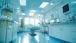 © MP_Artworks - A bright, sterile hospital examination room featuring modern equipment, a patient bed, and diagnostic tools neatly arranged on a counter, emphasizing a clean and efficient medical environment.