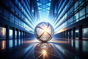 Poster - Abstract Silhouette of a Sphere Representing Business Technology and Infinity Loop Concepts with Modern Design Elements for Corporate Branding and Innovation