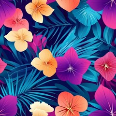 Sticker - Vibrant Tropical Floral Pattern