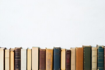 Poster - A collection of books on a white background invites readers to explore various genres and stories. Generative AI