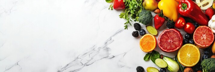 Aufkleber - A vibrant mix of fresh fruits and vegetables showcases their natural colors and textures, promoting healthy eating and vibrant meals. Generative AI