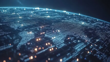 Poster - Cryptocurrency, blockchain and IoT across the world of Internet of Things and communication technology. Global world network connected, telecommunications on earth, and global world network