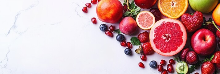 Aufkleber - A vibrant assortment of fresh fruits and vegetables showcases bright colors, perfect for healthy meals and snacks year-round. Generative AI