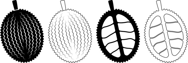 Wall Mural - outline silhouette durian fruit icon set