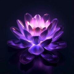 Poster - Luminous and vibrant lotus flower blooming in the dark, radiating beauty and tranquility