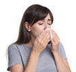 © New Africa - Woman with napkin suffering from sinusitis on white background