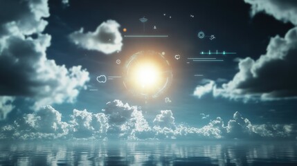 Poster - Luminous hud for weather forecast, replacement of background with luma matte