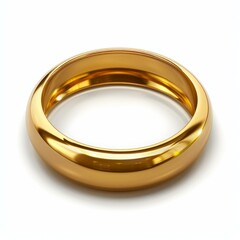 Poster - Polished gold ring is laying on a white surface, casting a subtle shadow