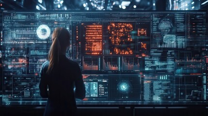 Poster - Using big data technology, data science, and stock market analysis on a virtual screen. Computing, genomics, robotics, and machine learning.
