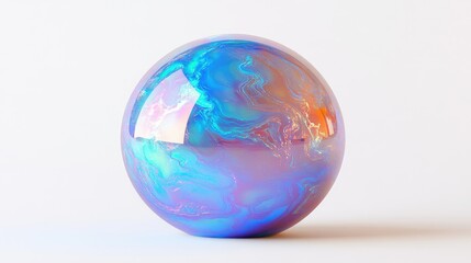 Poster - Colorful Swirling Sphere with Iridescent Surface and Soft Lighting