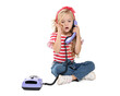© New Africa - Cute little girl with telephone on white background