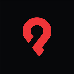 Poster - This is a flat logo design of a drop pin icon in letter P shape in orange color on a black background that can be used for GPS or mapping related purposes


