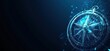 © k_viktar - Digital compass with futuristic design, glowing blue lines and particles, representing navigation and technology, copy space for text