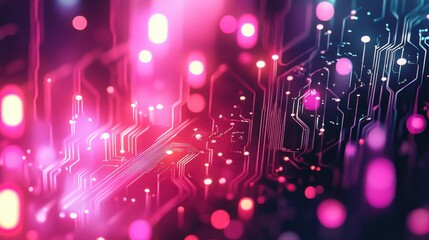 Poster - Colorful Abstract Technology Background with Circuit Board Design