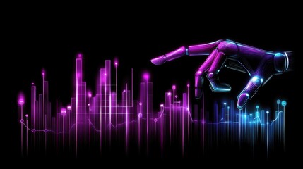 Poster - Futuristic Robotic Hand Interacting with Digital Data Visualization