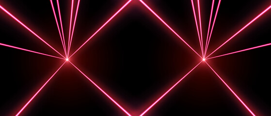 Wall Mural - laser rays or beams, glowing neon lines, bright futuristic background. concert or nightclub spotligh