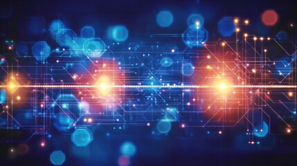 Poster - Abstract Digital Background with Colorful Lights and Data Streams