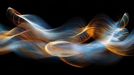 Poster - Abstract Light Waves in Dynamic Motion Against a Dark Background