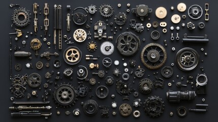 Poster - Collection of Steampunk Mechanical Gears and Components Arrangement