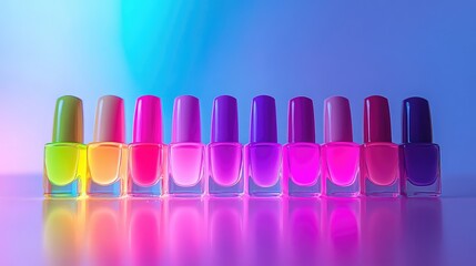 Poster - Colorful Nail Polish Collection on Gradient Background
