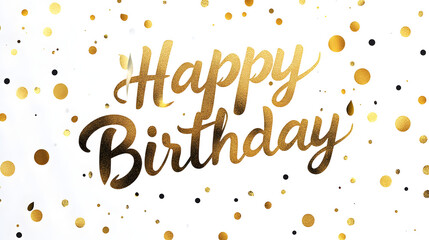 Poster - Golden Foil Text Shiny, metallic gold 'Happy Birthday' lettering with a clean, modern look