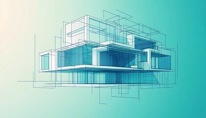 Poster - A conceptual architectural design in a modern, minimalist style with geometric lines.