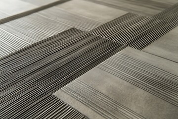 Poster - Textured surface with linear patterns in shades of gray, possibly for design or architecture.