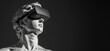 © k_viktar - David statue wearing virtual reality headset, modern meets classical art, juxtaposition of technology and sculpture