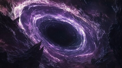 Wall Mural - Purple cosmic swirl, black hole, nebula.