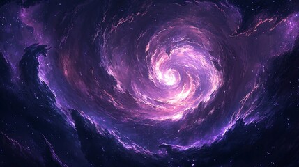 Wall Mural - Swirling purple and pink nebula in space.