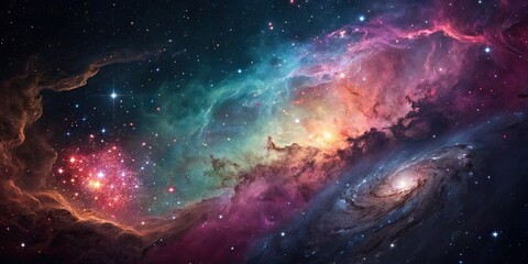 Wall Mural - abstract cosmic nebula galaxy with vibrant colors and swirling patterns, galaxy, cosmic, nebula, abs