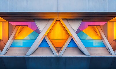 Poster - Abstract geometric design with vibrant colors and structural elements.
