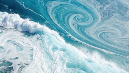 Wall Mural - Swirling marbleized liquid in abstract light blue blend , liquid, marbleizing, flowing, abstract, background, pattern, texture, design