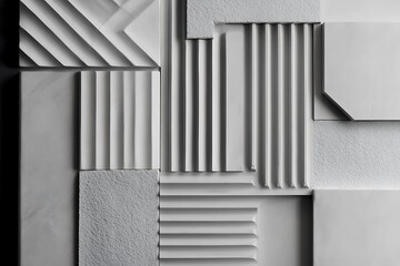 Poster - Abstract textured wall design featuring geometric patterns and varying surface finishes.