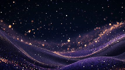 Wall Mural - celestial dust: abstract cosmic landscape with shimmering purple and gold particles, evoking a sense