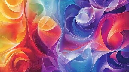 Wall Mural - a colorful abstract pattern with swirling shapes and gradients, creating a sense of motion and creat
