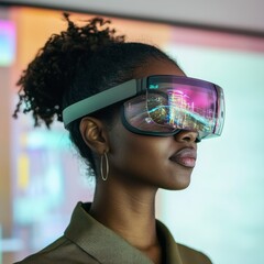 Poster - Black female engineer in augmented reality development, creating immersive tech experiences 