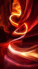 Poster - Mesmerizing Swirls of Fiery Light in Abstract Motion   Captivating and Ethereal Display of Dynamic Energy and Luminous Intensity