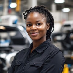 Poster - Black female engineer in autonomous vehicle research, innovating in the automotive field -