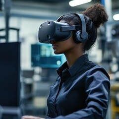 Poster - black female engineer using vr technology for product development