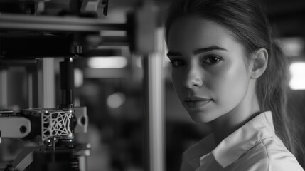 Poster - female engineer specializing in 3d printing for industrial and medical applications