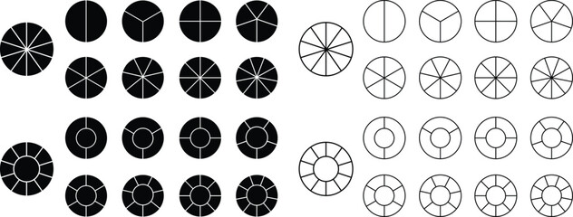 Poster - pie chart infographic flat, line icons set. circle diagram with section or parts. segmented circle v