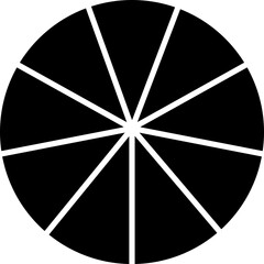 Poster - Pie chart infographic icon in linear style. Circle diagram with section or parts. Segmented circle vector for infographic, data analysis, web design or presentation isolated on transparent background.